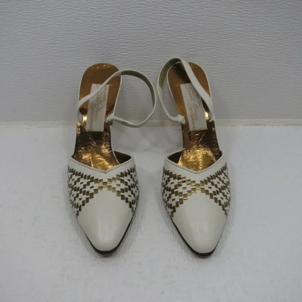 Sesto Meucci Leather Weaved Slingback Pumps Women's Heels Footwear Sz 7.5 N - Picture 2 of 8